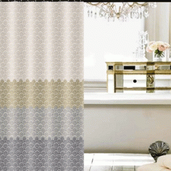 Κουρτίνα μπάνιου υφασμάτινη διαστάσεων 200xΥ180cm σε χρώμα γκρι με χρυσό