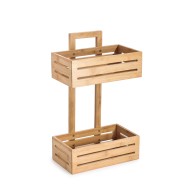 Εταζέρα μπάνιου Bamboo ίσια με δύο ορόφους διαστάσεων 28x15.5x46cm