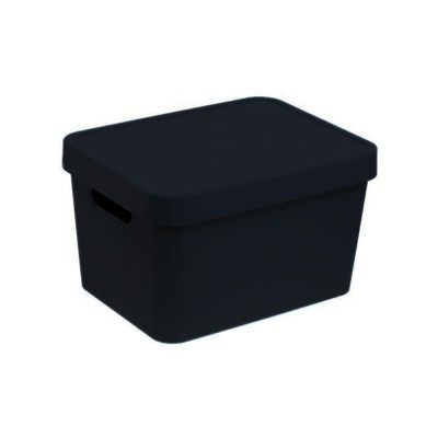 Κουτί Cave χωρητικότητας 17lt με καπάκι και χερούλια σε χρώμα μαύρο διαστάσεων 36x27.5x21.5cm