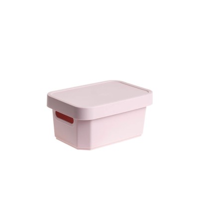 Κουτί Cave χωρητικότητας 4.5lt με καπάκι και χερούλια σε χρώμα ροζ διαστάσεων 26,3x18.3x12.5cm