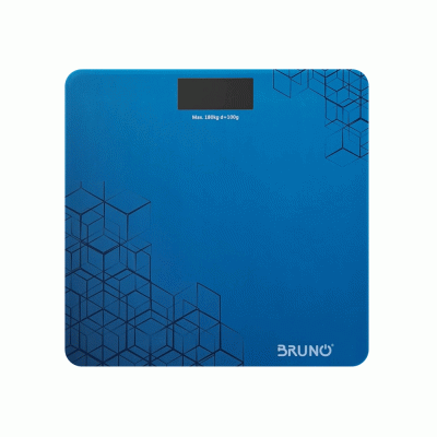 Ψηφιακή ζυγαριά BRUNO με οθόνη LCD και ανώτατη ένδειξη βάρους έως 180kg επαναφορτιζόμενη σε χρώμα μπλε
