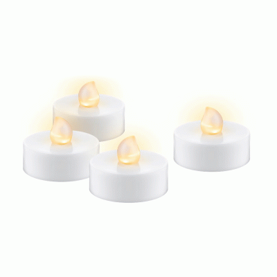 Σετ 4 τεμαχίων LED φωτιστικά κεριά 3000K με χρονοδιακόπτη GOOBAY σε λευκό χρώμα διαστάσεων 3,8x3,7cm