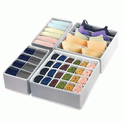 Σετ 4 θήκες οργάνωσης εσώρουχων με 45 θήκες σε γκρι χρώμα