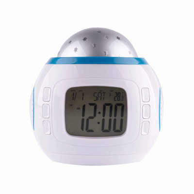Επιτραπέζιο ρολόι AK234 με προβολέα & μουσική, ξυπνητήρι σε χρώμα λευκό-μπλε
