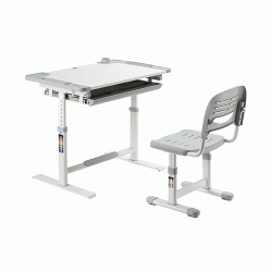Σετ παιδικό γραφείο και καρέκλα BRATECK ρυθμιζόμενο σε γκρι χρώμα