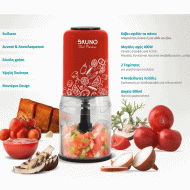 Πολυκόπτης BRUNO με 2 ταχύτητες ισχύος 400W χωρητικότητας 500ml με 4 λεπίδες σε κόκκινο χρώμα