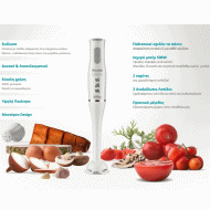 Ραβδομπλέντερ BRUNO σε λευκό χρώμα με δύο επιλογές ταχύτητας ισχύος 500W και λεπίδες από ανοξείδωτο ατσάλι