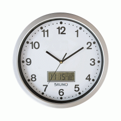 Ρολόι τοίχου BRUNO BRN-0123 με ημερομηνία και θερμοκρασία διαμέτρου 35cm σε λευκό χρώμα