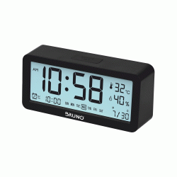 Ξυπνητήρι BRUNO με μέτρηση θερμοκρασίας και υγρασίας σε χρώμα μαύρο διαστάσεων 147x67x39.5mm