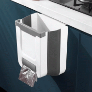 Πτυσσόμενος κάδος απορριμμάτων με θήκη για σακούλες χωρητικότητας 10L σε γκρι χρώμα Πτυσσόμενος κάδος απορριμμάτων με θήκη για σακούλες χωρητικότητας 10L σε γκρι χρώμα