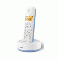 Ασύρματο τηλέφωνο PHILIPS D1601S-34 με ελληνικό μενού και ευανάγνωστη οθόνη 4.1cm σε λευκό-μπλε χρώμα