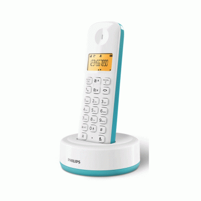Ασύρματο τηλέφωνο PHILIPS D1601T-34 με ελληνικό μενού σε χρώμα λευκό με πράσινο
