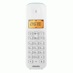 Ασύρματο τηλέφωνο PHILIPS D1601T-34 με ελληνικό μενού σε χρώμα λευκό με πράσινο