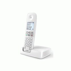 Ασύρματο τηλέφωνο PHILIPS D2501W-34 με ελληνικό μενού σε λευκό χρώμα με ευανάγνωστη 1.8" οθόνη με λευκό οπίσθιο φωτισμό