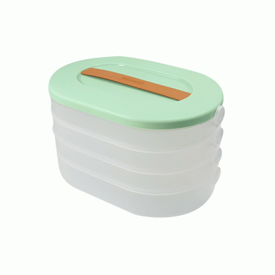 Δοχείο πλαστικό Ecoco 4 επιπέδων σε πράσινο χρώμα διαστάσεων 21.7x 34x19.2cm με χερούλι στο καπάκι