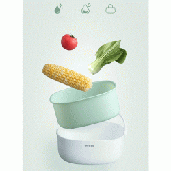 Δοχείο αποστράγγισης λαχανικών ECOCO διαστάσεων 21x21x10.5cm σε λευκό-πράσινο χρώμα