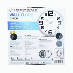 Ρολόι τοίχου Zurich EHC013W διαμέτρου 25cm σε λευκό χρώμα ESPERANZA