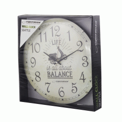 Ρολόι τοίχου Marseille διαμέτρου 30cm σε λευκό χρώμα ESPERANZA