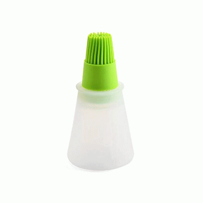 Μπουκάλι λαδιού με πινέλο διαστάσεων 12x5cm σε πράσινο χρώμα