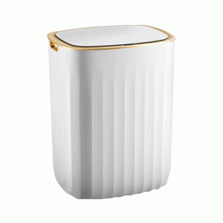 Κάδος απορριμμάτων με αυτόματο άνοιγμα χωρητικότητας 12lt σε λευκό χρώμα με χρυσές λεπτομέρειες