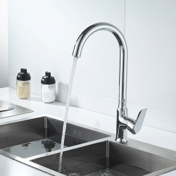 Αναμεικτική μπαταρία κουζίνας BRUNO σε ασημί χρώμα με ροή νερού 14L/min από ορείχαλκο