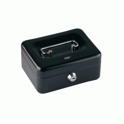 Κουτί ταμείου με κλειδί MP με θήκη και λαβή μεταλλικό διαστάσεων 15x12cm σε μαύρο χρώμα