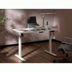 Ηλεκτρικό γραφείο BRATECK ρυθμιζόμενο ύψος διαστάσεων 120x60cm σε λευκό χρώμα