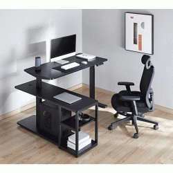 Ηλεκτρικό γραφείο BRATECK ρυθμιζόμενο ύψος διαστάσεων 136x120cm σε μαύρο χρώμα