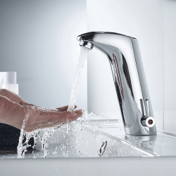 Αναμεικτική μπαταρία μπάνιου BRUNO με αισθητήρα σε ασημί χρώμα με 2 επιλογές τροφοδοσίας