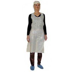 Προστατευτική ποδιά πλαστική  LDPE σετ 100Τεμ. σε λευκό χρώμα ημιδιάφανο μίας χρήσης