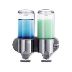 Διπλός διανεμητής για υγρό κρεμοσάπουνο διάφανος με χωρητικότητα 2x500ml και κλειδί ασφαλείας