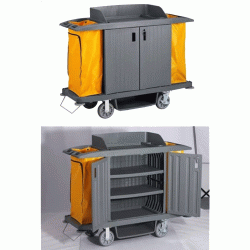 Ξενοδοχειακό πλαστικό καρότσι καμαριέρας με διαστάσεων 150x54x128cm