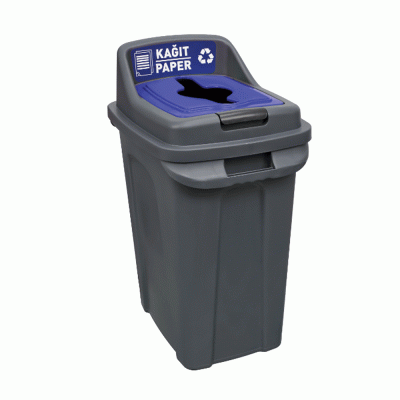 Κάδος ανακύκλωσης πλαστικός διαστάσεων 47x35x63hcm 50lt με μπλε καπάκι για χαρτί