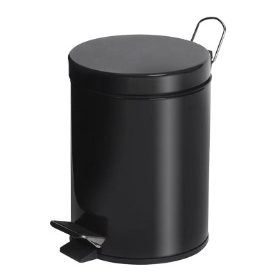 Κάδος με πεντάλ μαύρος 12lt ∅25x40hcm με εσωτερικό πλαστικό κάδο