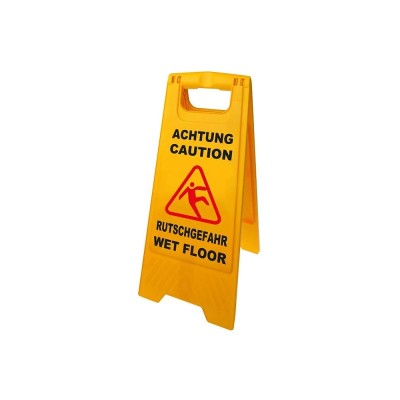 Προειδοποιητική πινακίδα "caution wet floor"  21-30x58cm κίτρινη