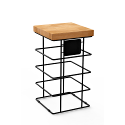 Κολώνα μπουφέ σύστημα Netto με βάση μαύρη μεταλλική και φυσική οξιά διαστάσεων 22x22x40cm