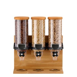 Διανεμητής δημητριακών Vario χωρητικότητας 3 x 6lt με βάση μασίφ ξύλο διαστάσεων 54x25x50cm