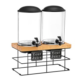 Διανεμητής χυμού Netto χωρητικότητας 2 x 5lt με βάση μαύρη μεταλλική με φυσική οξιά διαστάσεων 22x44x50cm