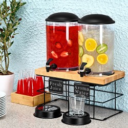 Διανεμητής χυμού Netto χωρητικότητας 2 x 5lt με βάση μαύρη μεταλλική με φυσική οξιά διαστάσεων 22x44x50cm