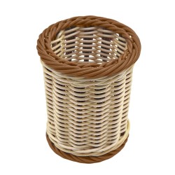 Καλαθάκι Polyrattan μπεζ - μελί για μαχαιροπίρουνα κυλινδρικό διαστάσεων 12x14cm Καλαθάκι Polyrattan μπεζ - μελί για μαχαιροπίρουνα κυλινδρικό διαστάσεων 12x14cm