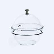 Γυάλινο μπωλ μπουφέ διαμέτρου 14cm χωρητικότητας 0,5lt στοιβαζόμενο με κάλυμμα