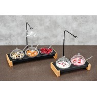 Σετ μπουφέ Skara με 2 γυάλινα μπωλ των 1lt σε χρώμα μαύρο μεταλλικό και φυσική οξιά