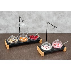 Σετ μπουφέ Skara με 2 γυάλινα μπωλ των 1lt σε χρώμα μαύρο μεταλλικό και φυσική οξιά