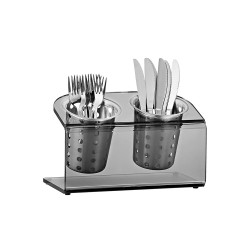 Buffet Stand για μαχαιροπίρουνα 2 θέσεων με βάση από παχύ Plexiglass φυμέ 28x15x12cm Buffet Stand για μαχαιροπίρουνα 2 θέσεων με βάση από παχύ Plexiglass φυμέ 28x15x12cm