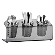 Buffet Stand για μαχαιροπίρουνα 3 θέσεων με βάση από παχύ Plexiglass φυμέ 42x15x12cm Buffet Stand για μαχαιροπίρουνα 3 θέσεων με βάση από παχύ Plexiglass φυμέ 42x15x12cm