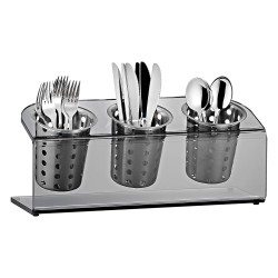 Buffet Stand για μαχαιροπίρουνα 3 θέσεων με βάση από παχύ Plexiglass φυμέ 42x15x12cm Buffet Stand για μαχαιροπίρουνα 3 θέσεων με βάση από παχύ Plexiglass φυμέ 42x15x12cm