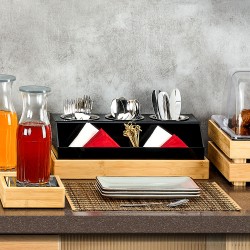 Organizer για μαχαιροπίρουνα 5 θέσεων με βάση Bamboo διαστάσεων 44x24x15cm