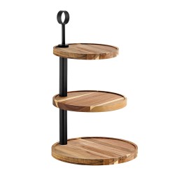 Εταζέρα 3 επιπέδων ακακία με δίσκους που περιστρέφονται διαμέτρου 30cm