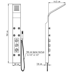 Στήλη μπάνιου με 6 πίδακες νερού και θραυστήρας ασβεστίου με αποτέλεσμα μασάζ DSP06 GPD