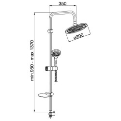 Στήλη ντους ανοξείδωτη με τηλέφωνο χειρός τριών εκροών και στρόγγυλη κεφαλή 200mm DST19-2 GPD